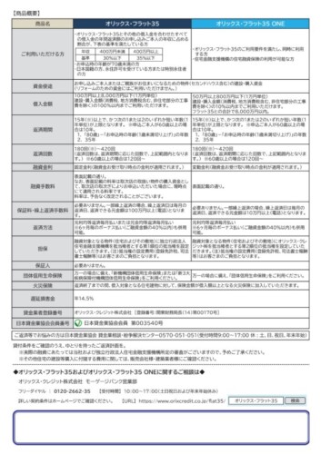 商品概要（オリックス・フラット35）